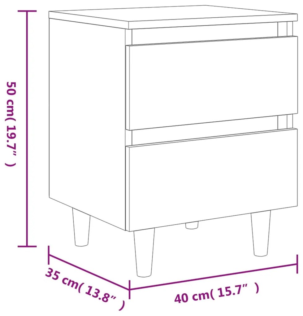 Mesas cabeceira 2 pcs c/ pernas pinho 40x35x50 cm carv. sonoma