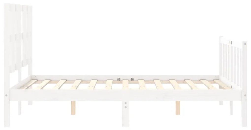 Estrutura de cama com cabeceira 140x190cm madeira maciça branco