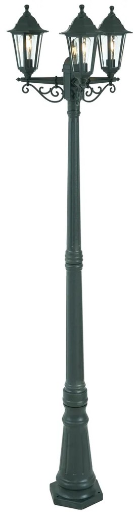 Lanterna de exterior clássica verde-escura 217cm 3-luzes IP44 - New Haven Clássico / Antigo