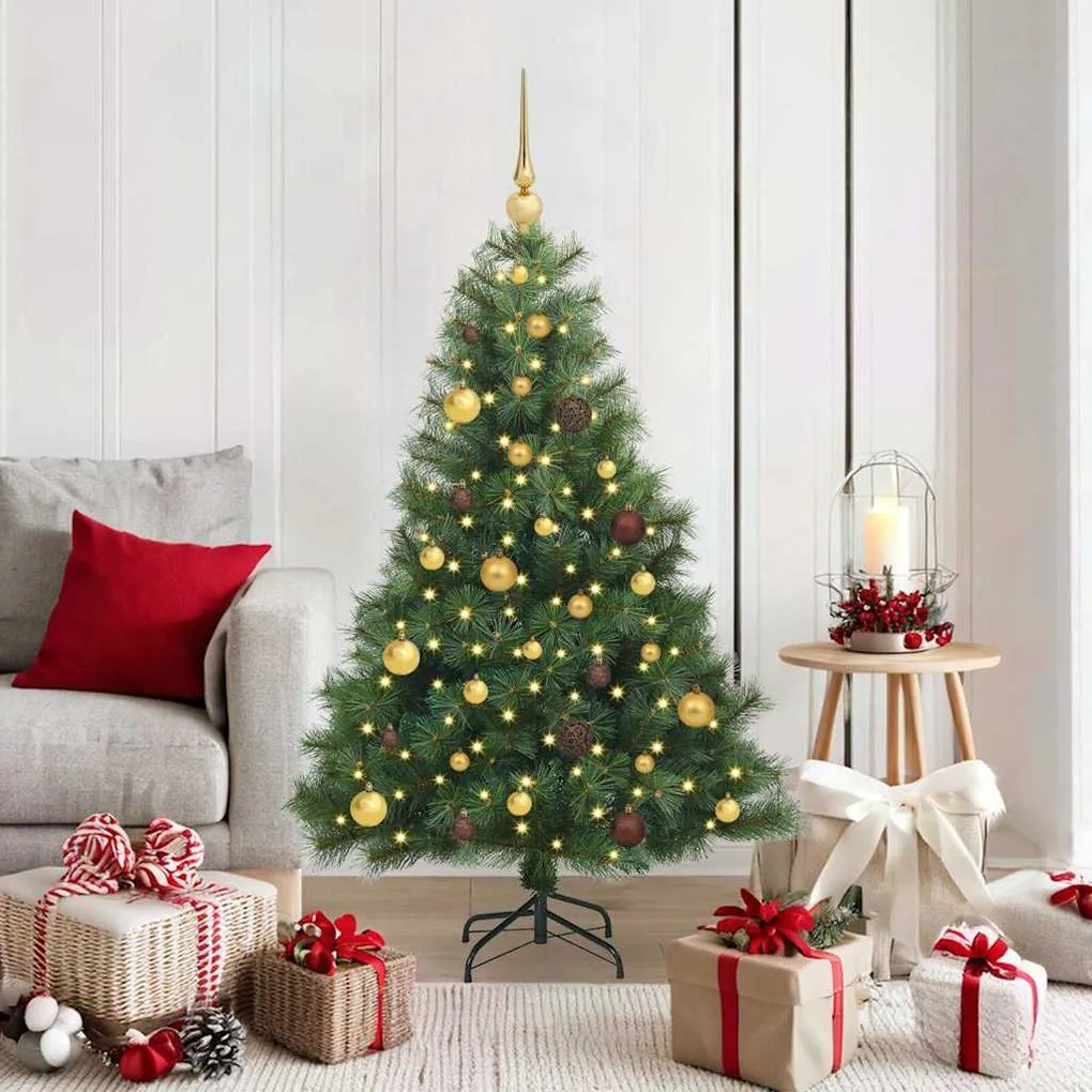 vidaXL Árvore de Natal Artificial com 150 LEDs Verde 150 cm PE e PVC