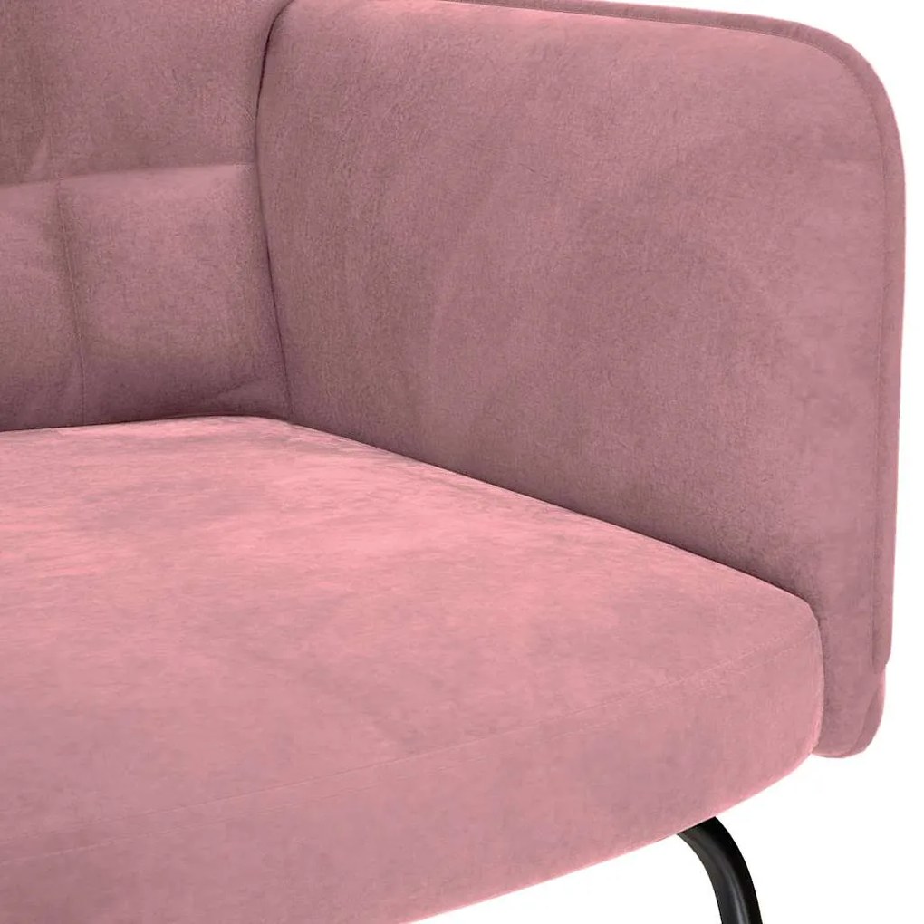 Cadeira de baloiço com banco veludo rosa