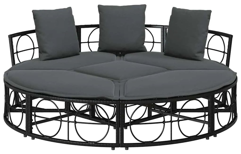 Cama lounge de exterior sem toldo vime PE preto