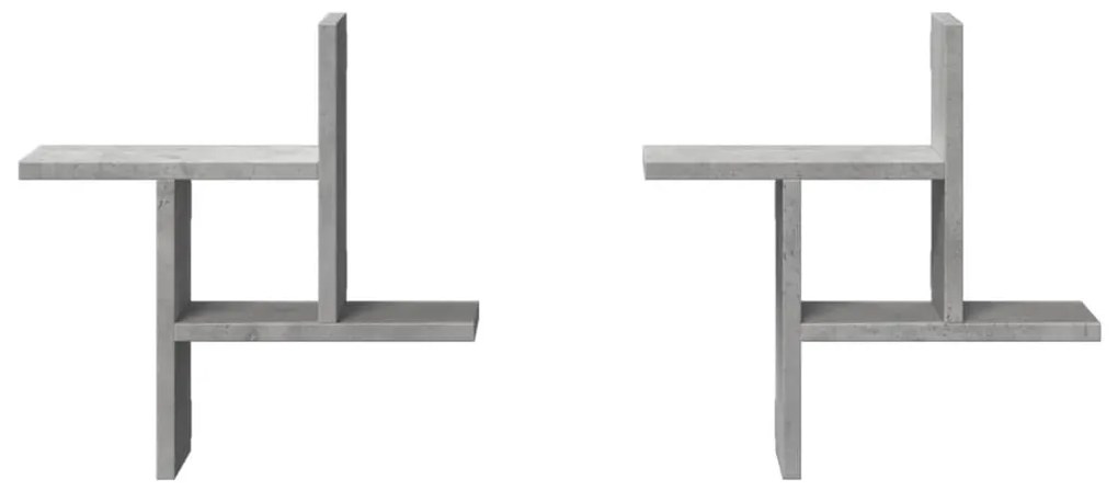 Prateleiras de parede 2 pcs derivados de madeira cinza cimento