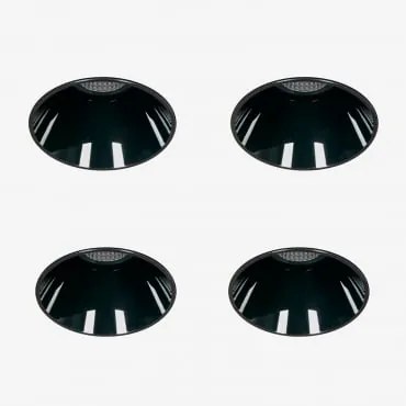 Pack De 4 Downlights Led Embutidos Sem Moldura Trimless Redondos Ø6,8 Cm Em Alumínio Luisiana Branco Cálido 2700k & Preto & 38º & 11 W - Sklum