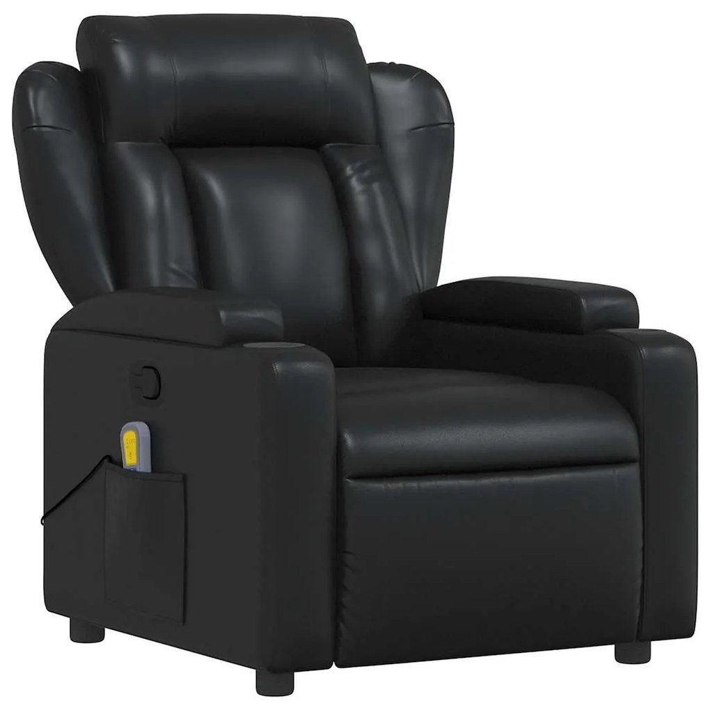 Poltrona de massagens reclinável couro artificial preto
