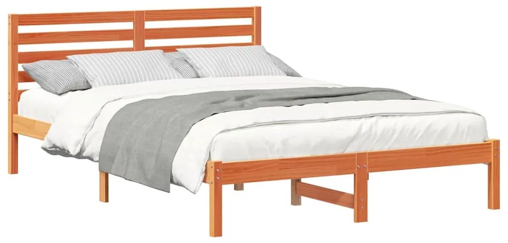 Estrutura da Cama com cabeceira Castanho-mel 140 x 220 cm