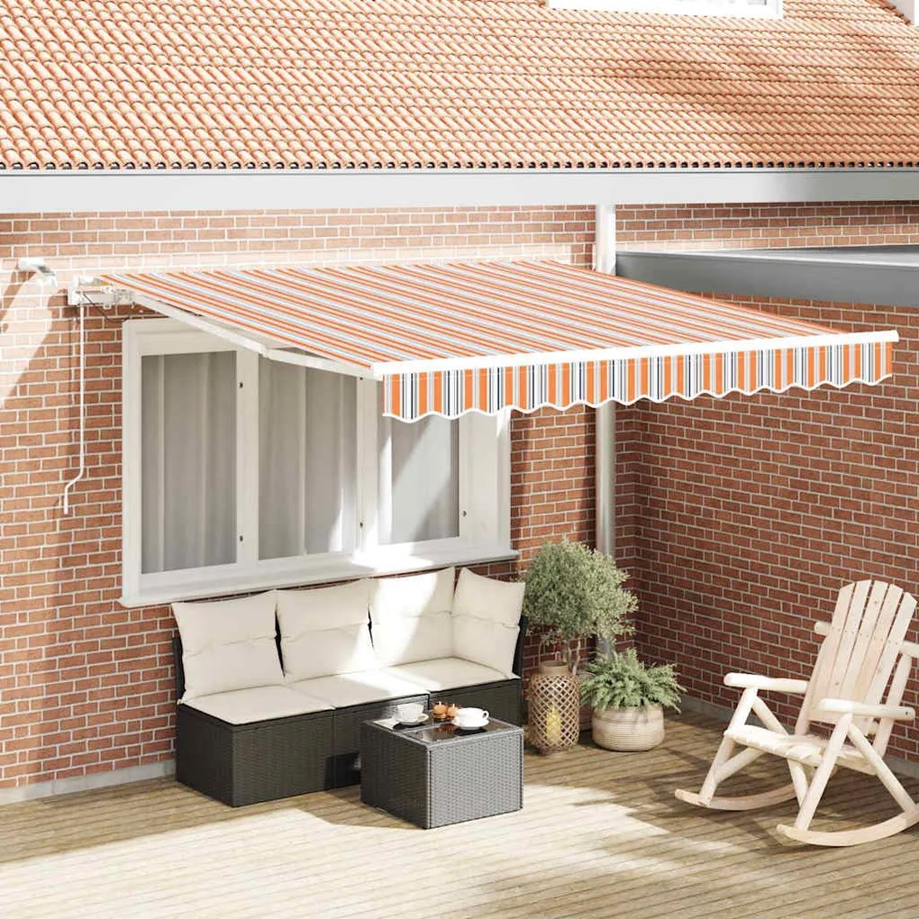 vidaXL Toldo Retrátil Multicolor 350 x 250 cm Poliéster e Metal