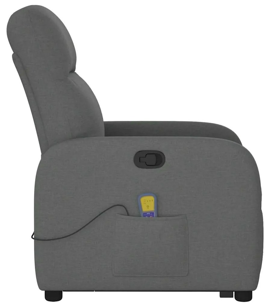 Poltrona elevatória de massagens tecido cinzento-escuro