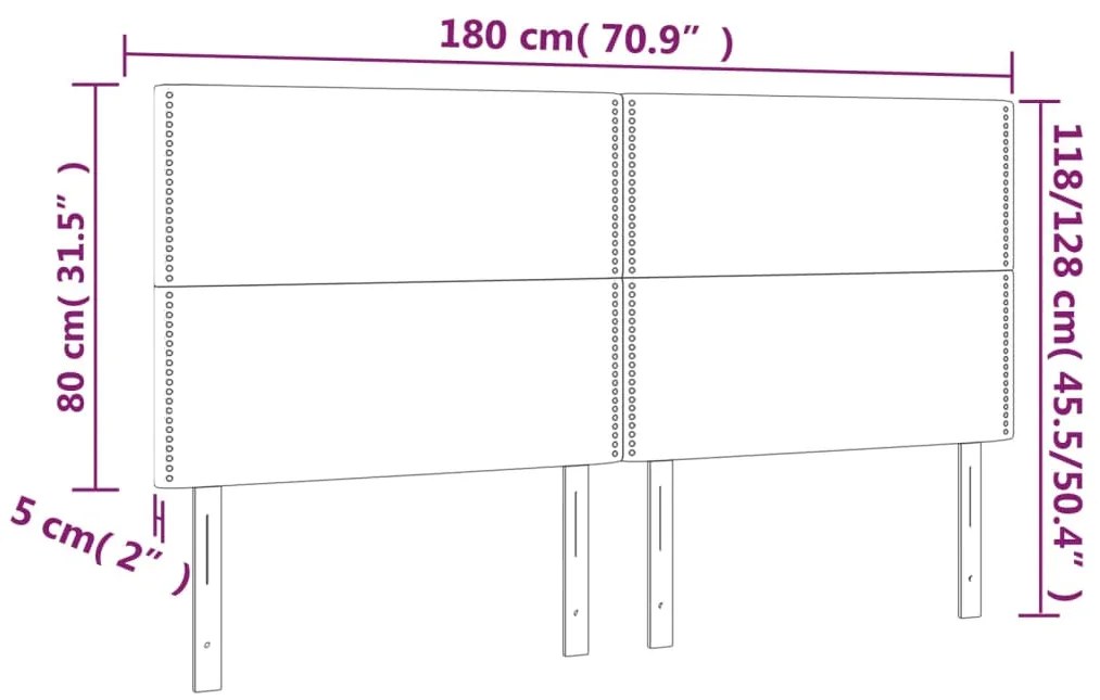 Cabeceira cama c/ LED couro artif. 180x5x118/128cm cappuccino