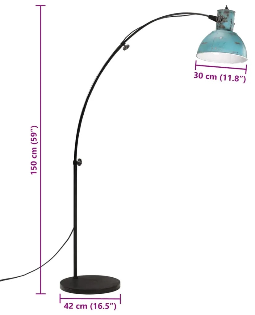 Candeeiro de pé 25 W 150 cm E27 azul desgastado