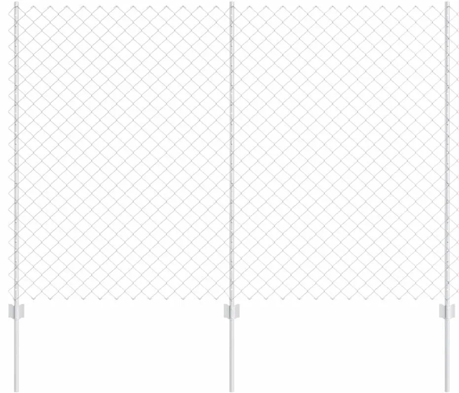 Cerca de Cadeia com 20 Postes U Prateados 1.5x10 m Aço