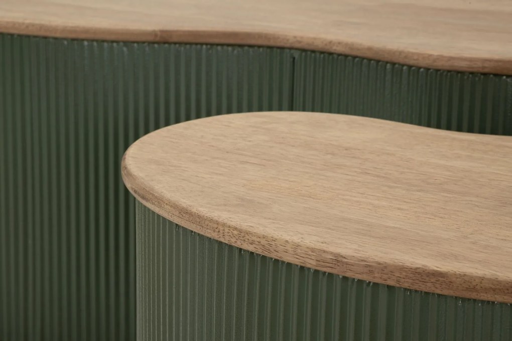 MESA DE CENTRO FRANKFURT CONJUNTO DE 2 PEÇAS 87X53X32-50X35X28 CM VERDE E CASTANHO