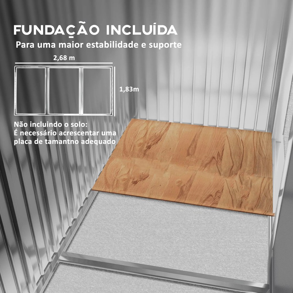 Abrigo de Jardim Metálico Modello LegnoMax – 4,9 m², 277x195x192 cm, P