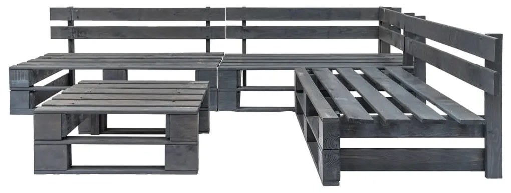 4 pcs conjunto lounge de jardim paletes madeira cinzento