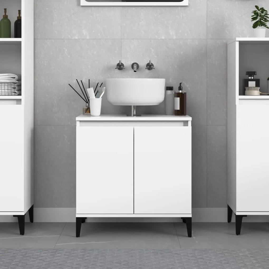 vidaXL Armário de lavatório 58x33x60 cm derivados de madeira branco