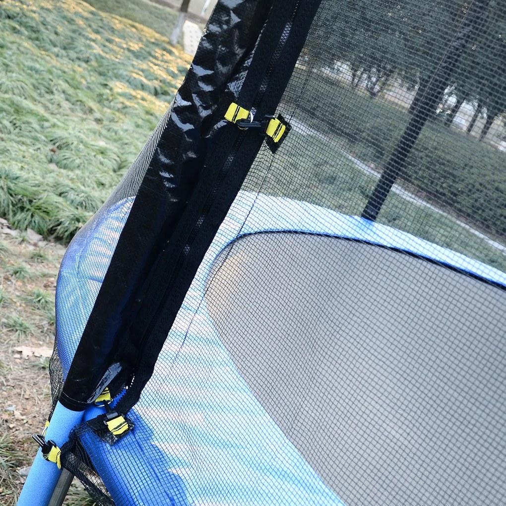 HOMCOM Cama Elástica Ø244cm com Rede de Segurança Conjunto para Jardim Carga máx. 100kg Azul e Preto