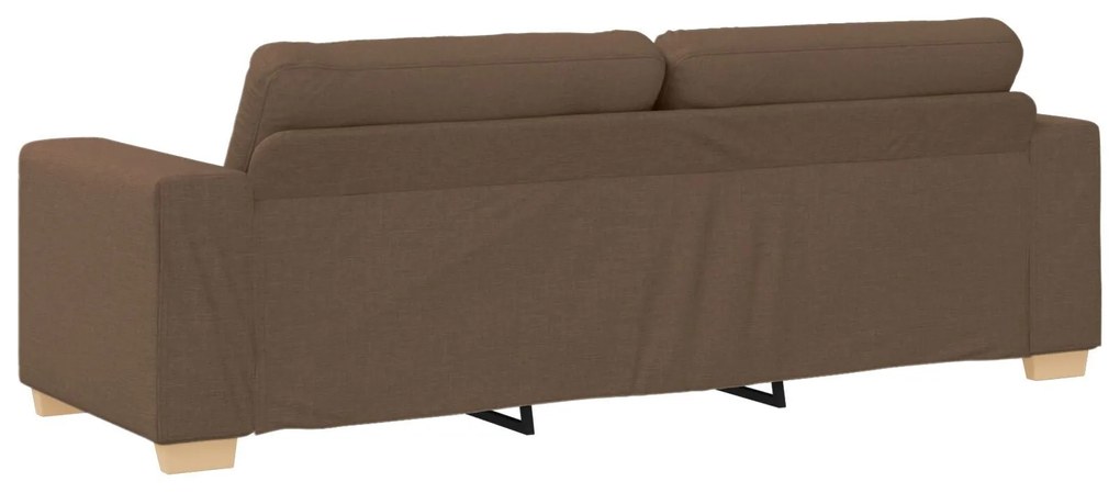 Conjunto de Sofás de 3 Peças com Almofadas em Tecido Castanho