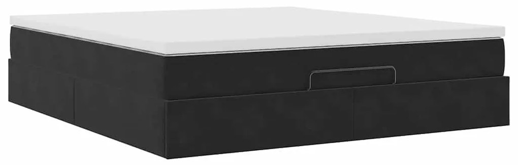 Estrutura de cama otomana com colchão 180x200 cm veludo preto