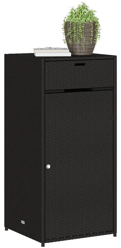 Armário de arrumação para jardim 55x55x111 cm vime PE preto