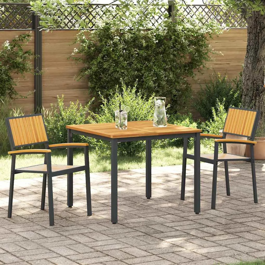 vidaXL Conjunto de Jantar de Jardim 3 Peças em Madeira de Acácia e Metal