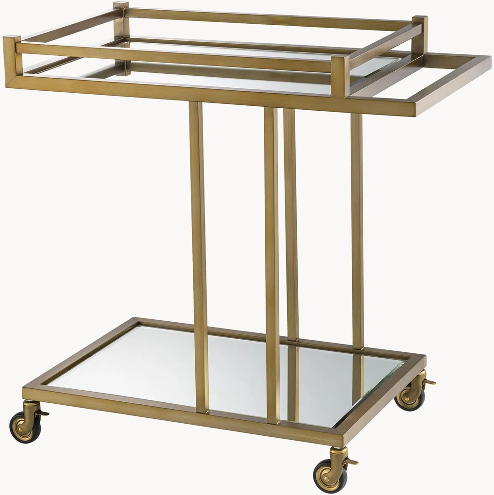 Carrinho de bebidas em metal com prateleiras espelhadas Beverly Hills