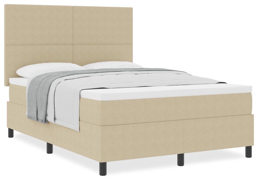 Cama Box Spring com Colchão Verde Claro Cinza 140x200 cm Tecido de Cor