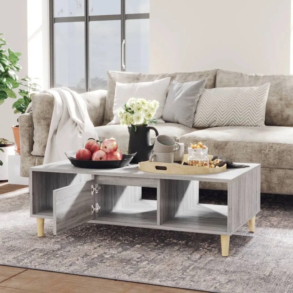 813177 vidaXL Mesa de centro 103,5x60x35 cm aglomerado sonoma cinzento