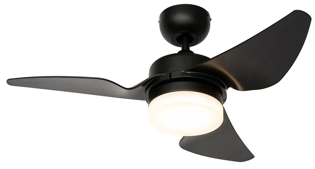 Ventilador de teto preto 86,7 cm incl. LED regulável com controlo remoto - Yuki Moderno
