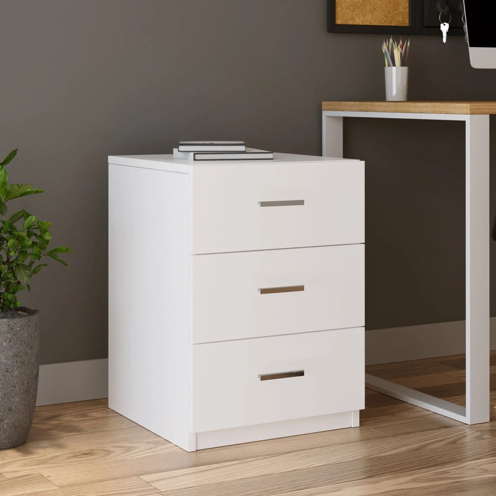 Conjunto de Mobiliário de Escritório VO14 – Branco – Mesas: 140x73,8x6