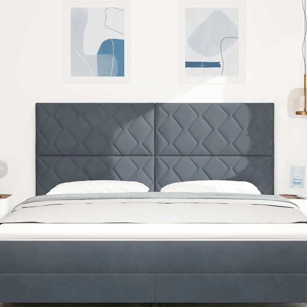 Cabeceira LED com Design de Blocos de Diamante, Cinza Escuro, 180 cm