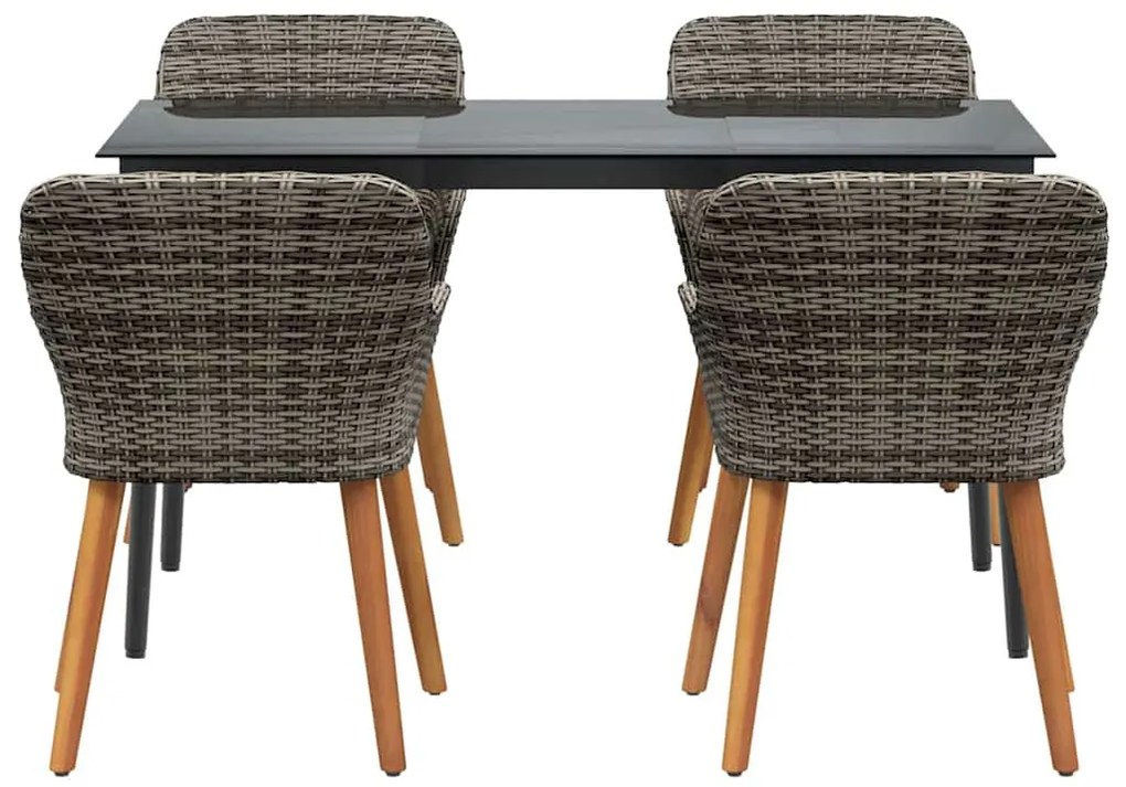 Conjunto de Jantar para Jardim com 5 Peças em Cinza com Rattan Sintéti