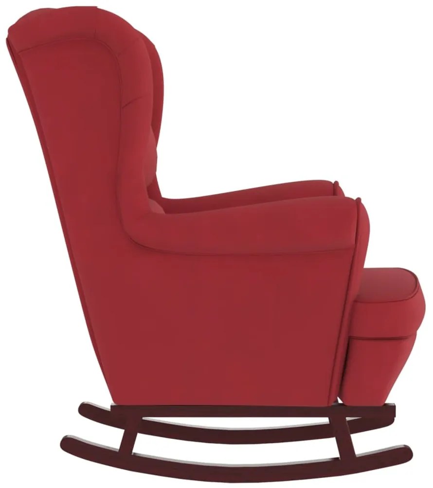 Cadeira baloiço c/ pernas de metal/banco veludo vermelho tinto