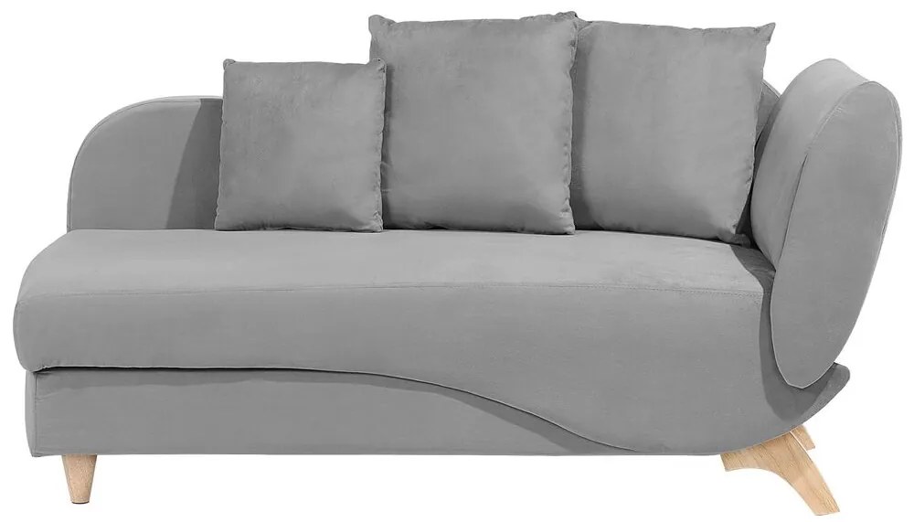 Chaise-longue à direita de 2 lugares com arrumação em veludo cinzento claro MERI Beliani