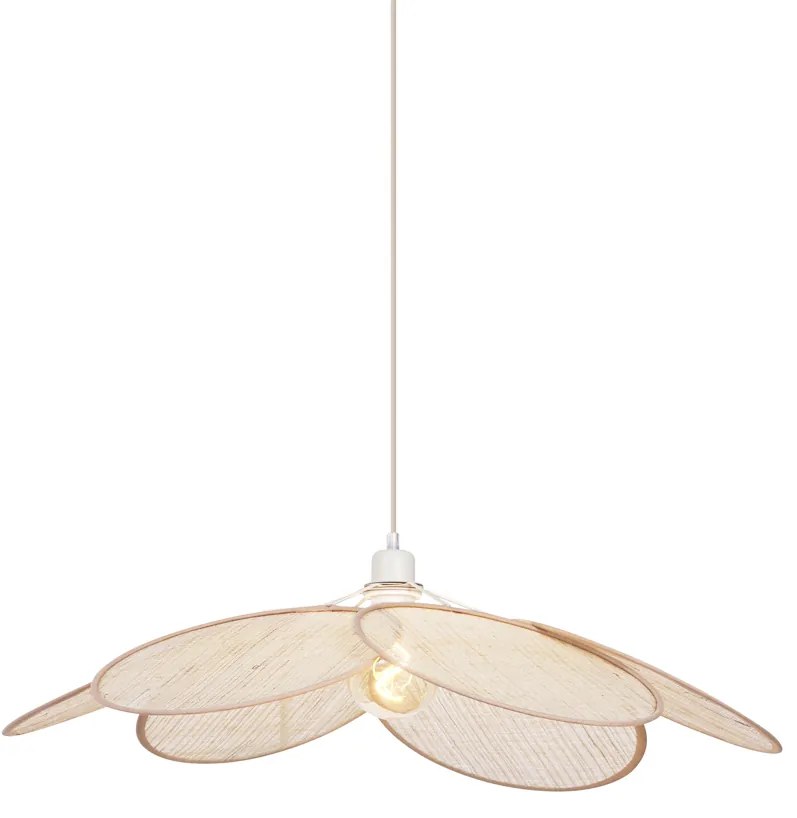 Candeeiro suspenso Japandi creme com abajur de linho - Aisha