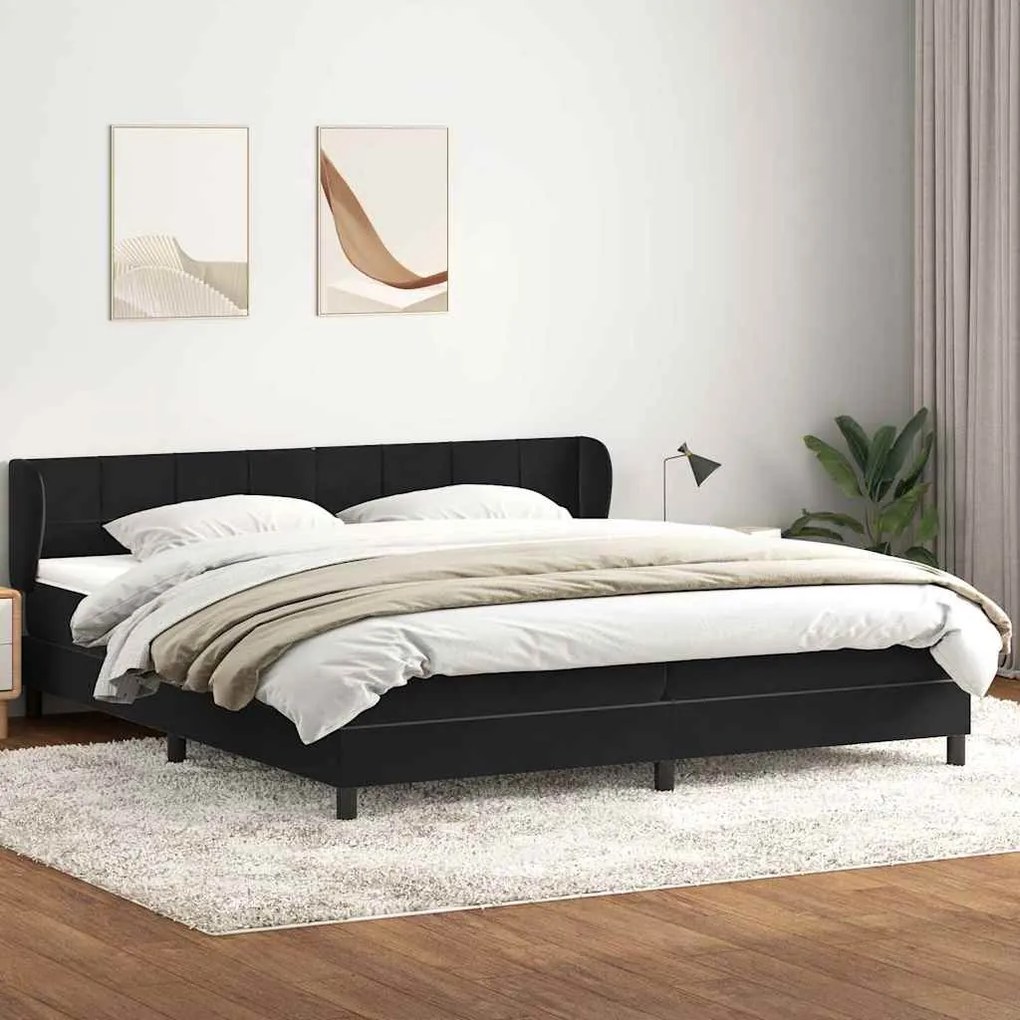 vidaXL Cama com molas/colchões 180x220 cm veludo preto