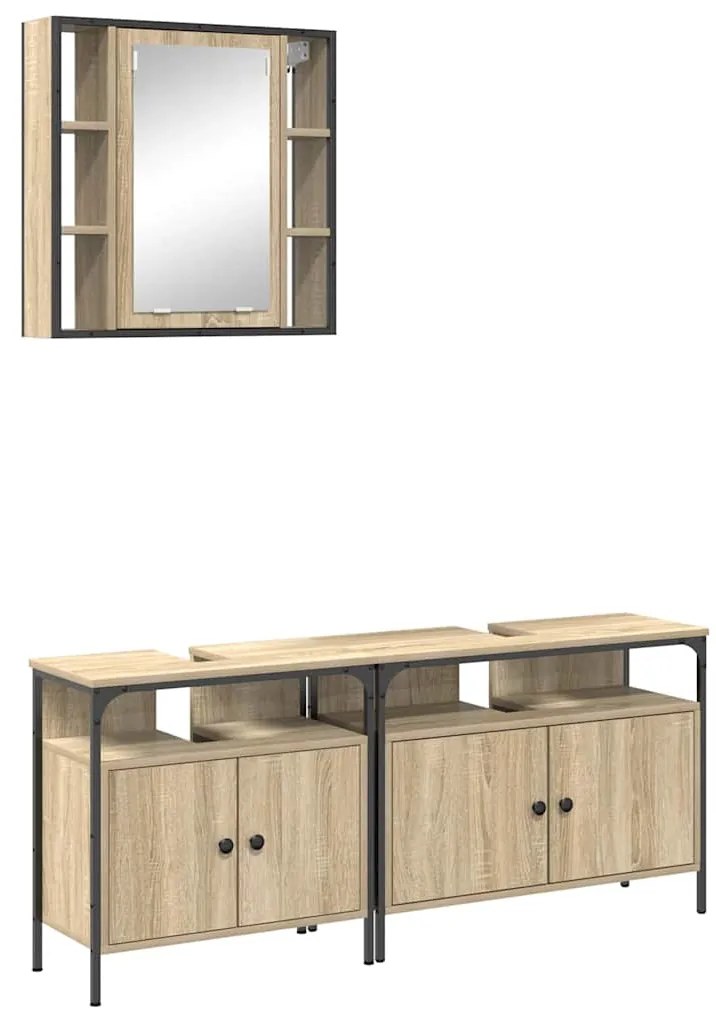 Conjunto de Armários para Banheiro 3 pcs Carvalho sonoma