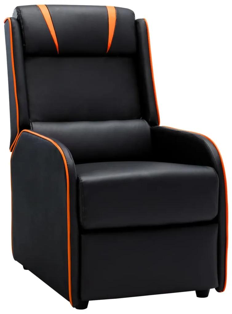 320177 vidaXL Cadeira reclinável couro artificial preto e laranja