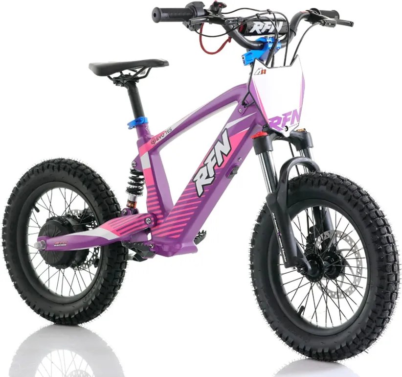Bicicleta elétrica infantil 350W 16" Roan RXF Evo-S Roxa