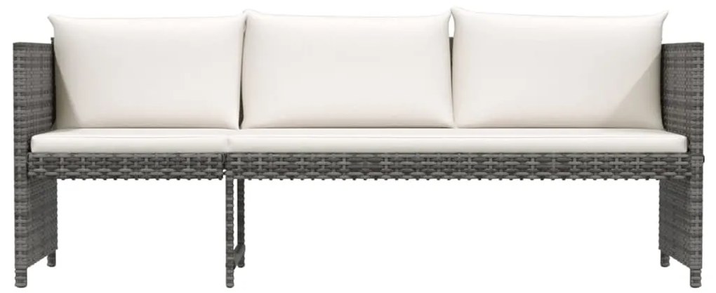 6 pcs conjunto lounge de jardim c/ almofadões vime PE cinzento