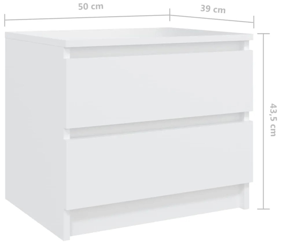 Mesas de cabeceira 2 pcs derivados de madeira branco