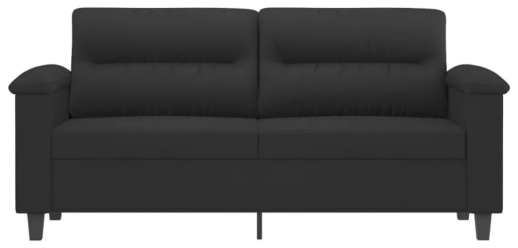 Sofá de 2 lugares 140 cm tecido de microfibra preto