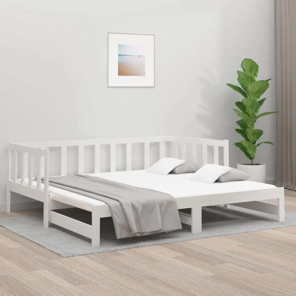 Sofá-cama de puxar 2x(80x200) cm pinho maciço branco