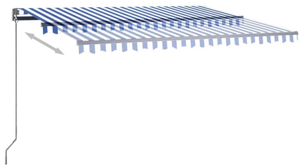 Toldo automático LED e sensor de vento 400x350 cm azul e branco
