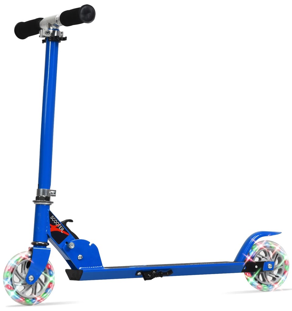 Scooter infantil dobrável de alumínio para manobras com rodas de LED - Azul marinho