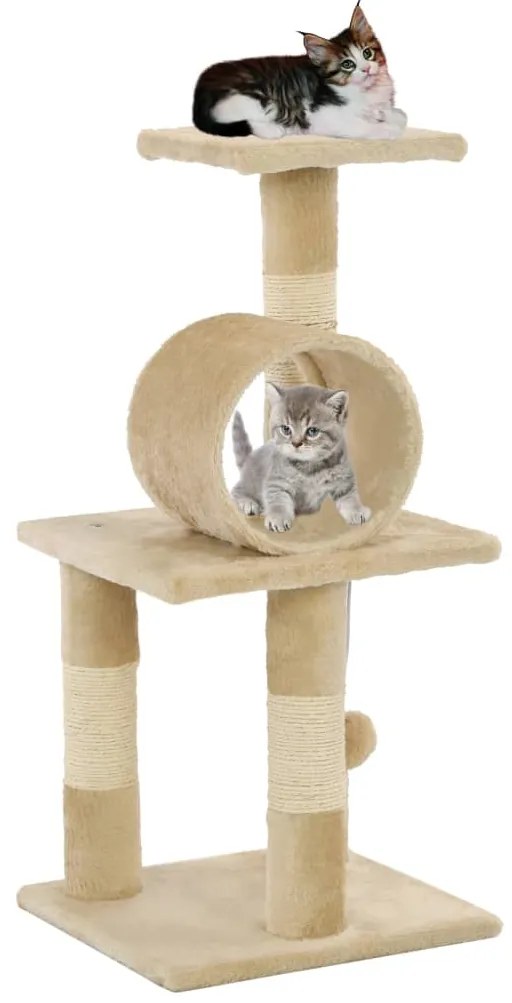 vidaXL Árvore para gatos c/ postes arranhadores sisal 65 cm bege