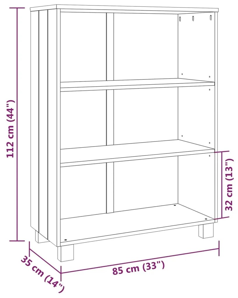 Estante HAMAR 85x35x112 cm pinho maciço cinza-escuro