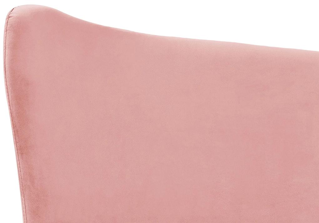 Cama de casal em veludo rosa 140 x 200 cm CHALEIX Beliani