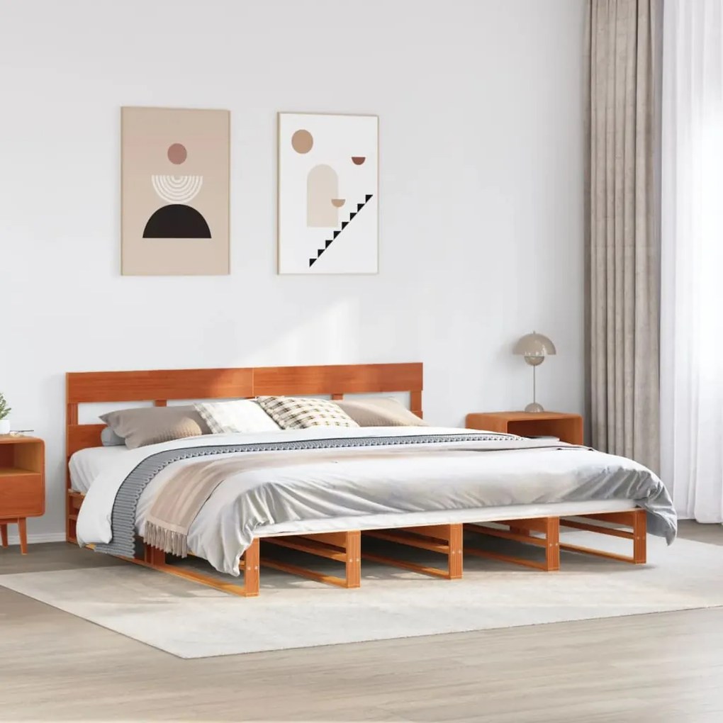 vidaXL Cama sem colchão 180x200 cm pinho maciço castanho-mel