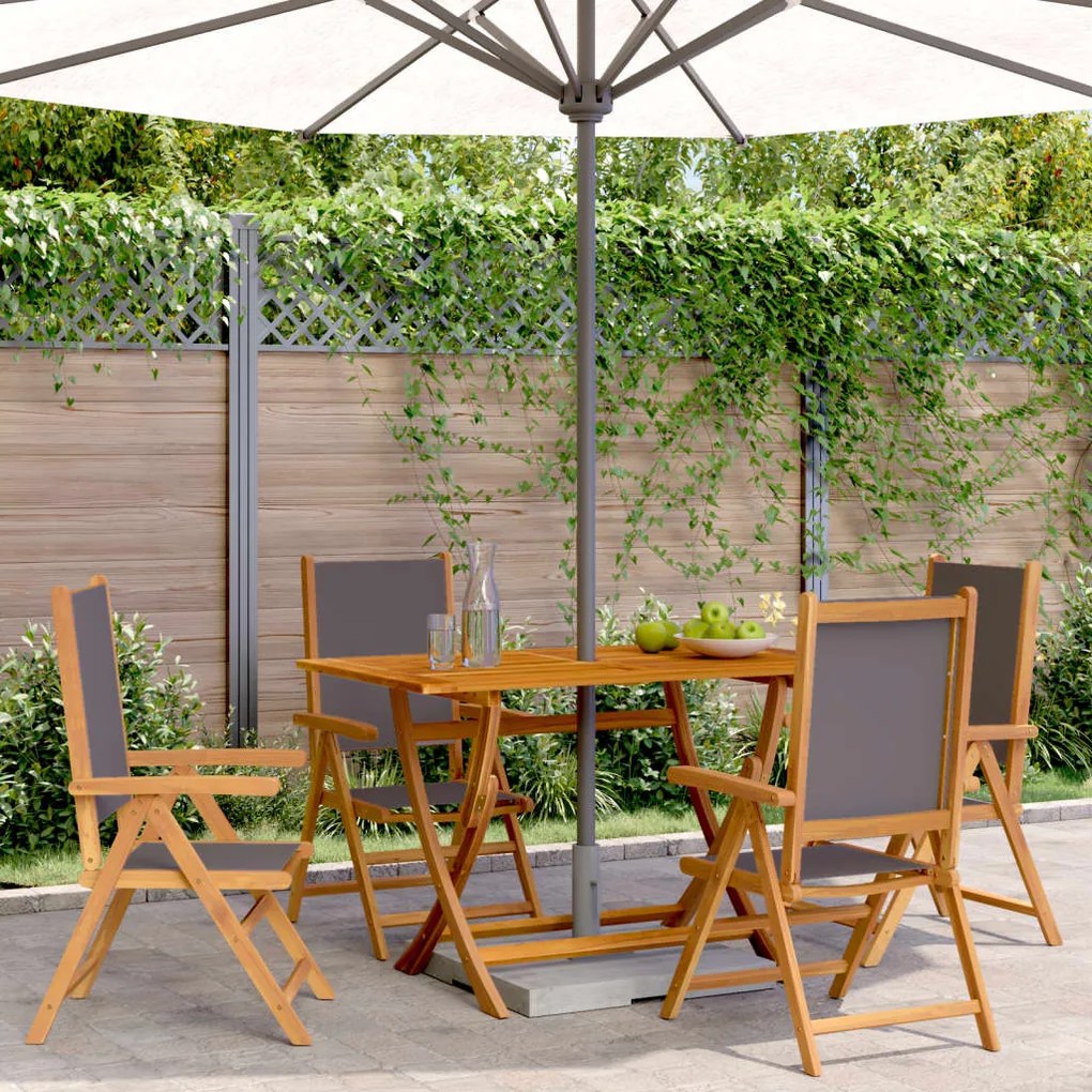 vidaXL Cadeiras jardim reclin. 4 pcs tecido/madeira maciça antracite