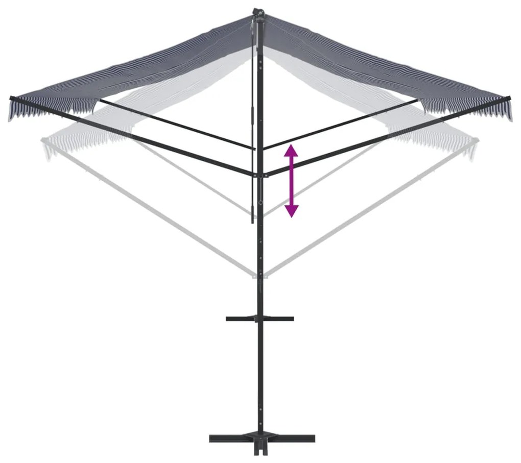 Toldo de pé 500x300 cm tecido e aço azul e branco